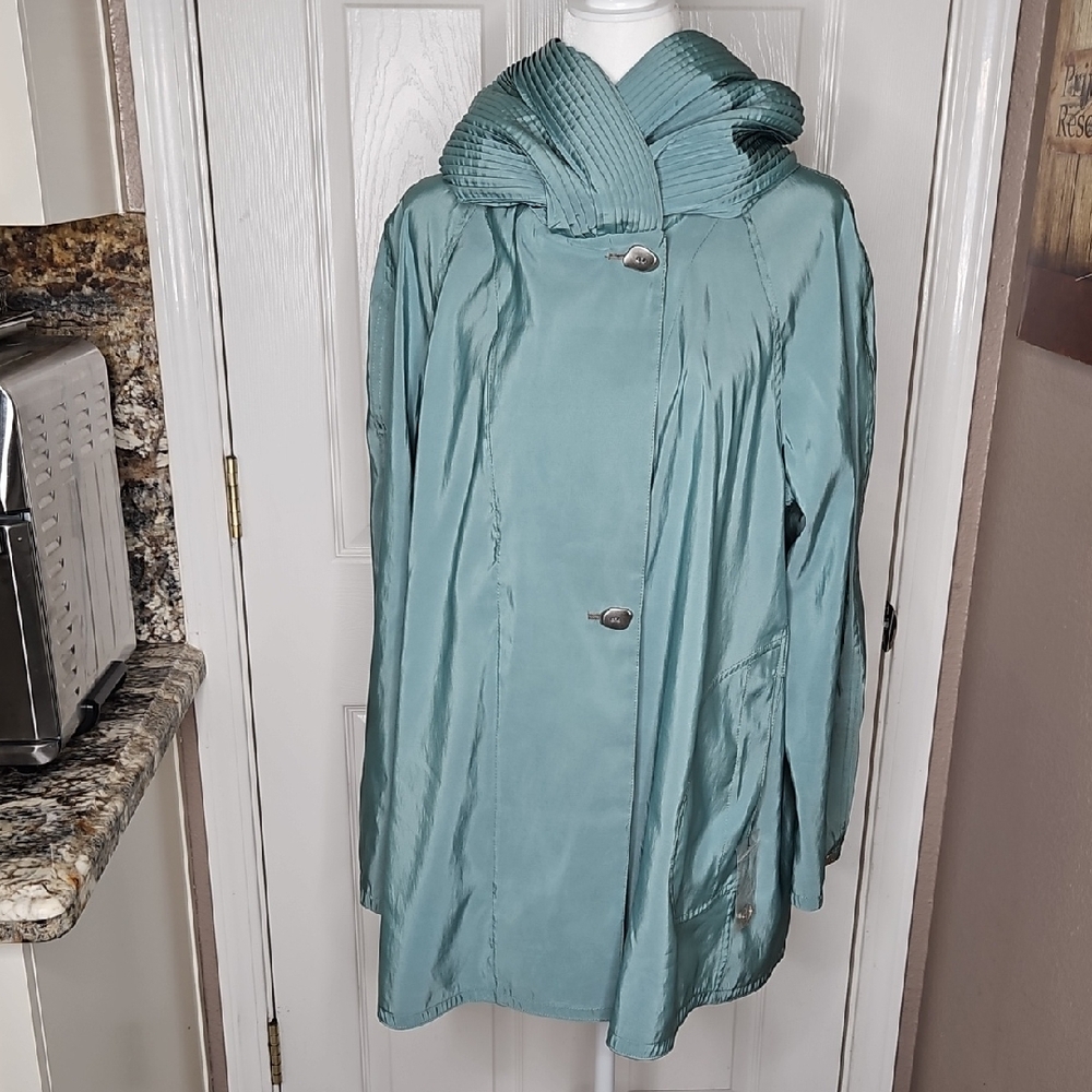 Mycra Pac Aqua Brown Mini Donatella Hooded Rain Coat Size Medium Large